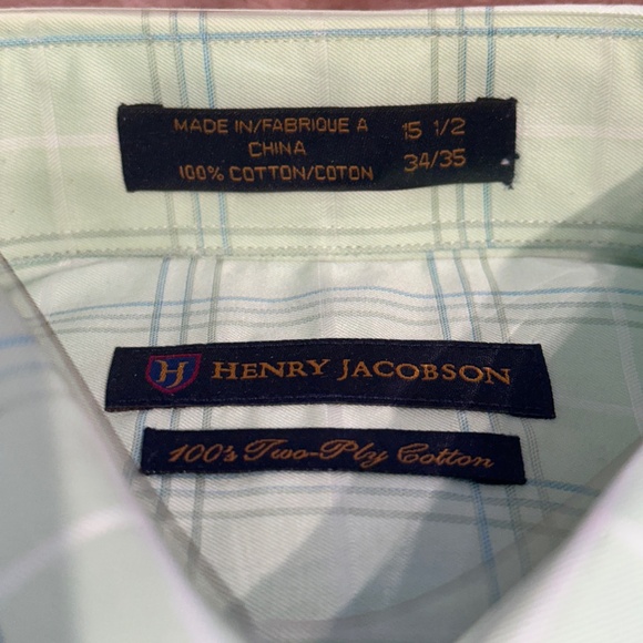 New Henry Jacobson dress shirt, 15 1/2” neck, 34/35" sleeve, barrel cuffs - Picture 2 of 4